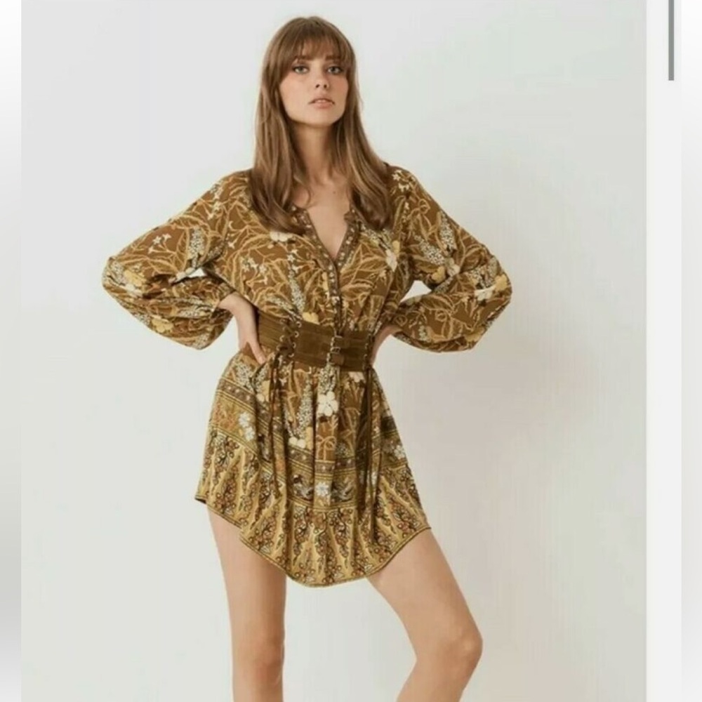 SPELL AND THE GYPSY BIANCA TUNIC DRESS IN EARTH XS.
